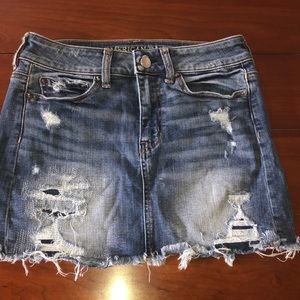 Mini Jean Skirt with Rips
